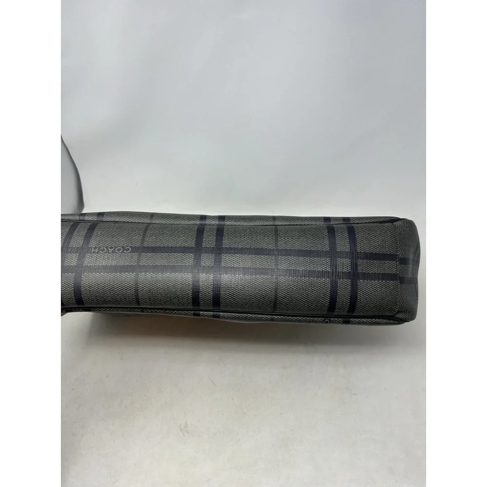 COACH F71072 Gray‎ Black Tattersall Metropolitan Tote Messenger Briefcase Bag